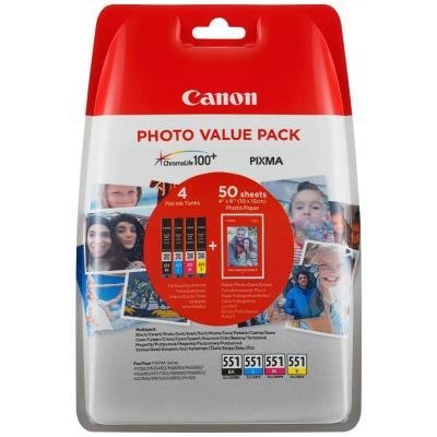 Canon multipack s foto papírem inkoustových náplní CLI-551 C/M/Y/BK PHOTO VALUE BL