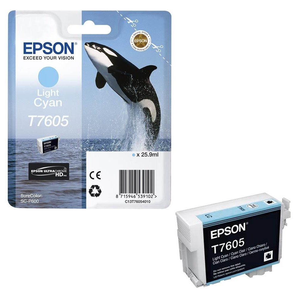 Inkoustová náplň Epson T7605 světlá azurová