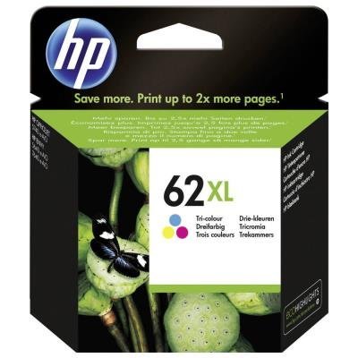 HP (62XL) Tříbarevná originální inkoustová kazeta, C2P07AE originál