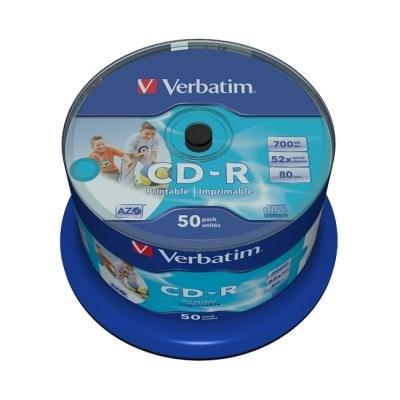 Verbatim CD-R/ Inkjet Printable/ 52x/700MB non ID/ 50pack spindle
