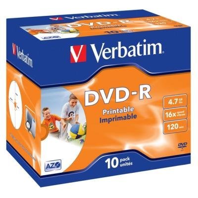 Verbatim DVD-R 4,7GB 16x, printable, jewel, 10 pack