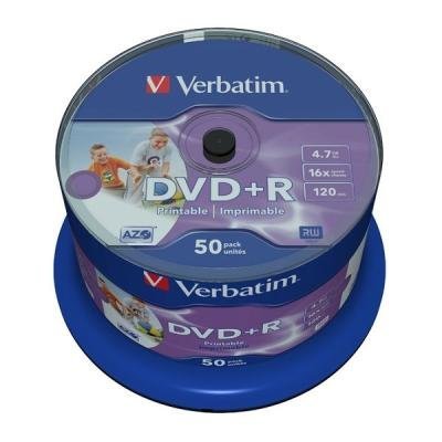 Verbatim DVD+R 4,7GB 16x, 50-PACK,cake, printable
