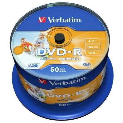 Verbatim DVD-R 4,7GB 16x, 50-PACK,cake, printable
