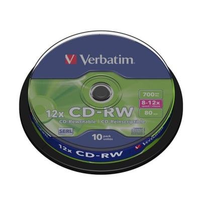 CD médium Verbatim CD-RW80 700MB 10ks