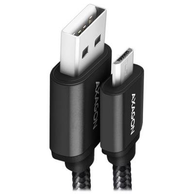 AXAGON datový a nabíjecí kabel HQ USB-A na Micro USB / USB 2.0 / 2,4A / ALU / oplet / 2m / černý