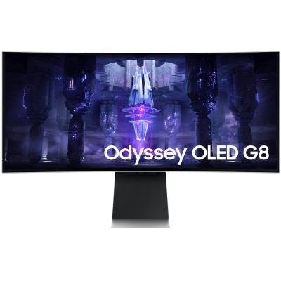 Samsung Odyssey G85SB/ 34"/ prohnutý/ 3440x1440/ OLED/ 0,1ms/ 250 cd/m2/ DP/ HDMI/ 2xUSB-C/ WiFi/ VESA/ stříbrný