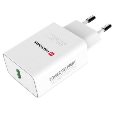 Swissten síťový adaptér Power Delivery 25 W pro iPhone a Samsung (ECO balení) bílý
