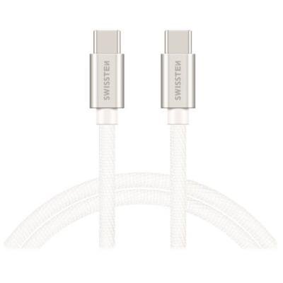 Swissten datový kabel USB-C / USB-C s textilním opletem, 2,0 M Stŕíbrný