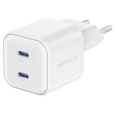 SWISSTEN GaN 2× USB-C PD 20W bílý