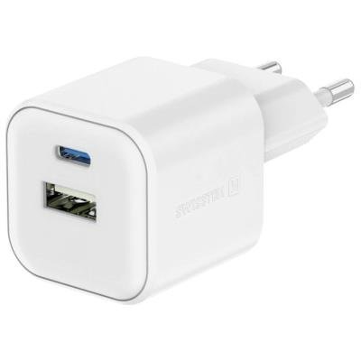 SWISSTEN 1× USB-C + 1× USB 12W bílý