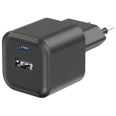 SWISSTEN 1× USB-C + 1× USB 12W černý