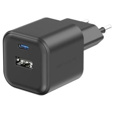 SWISSTEN GaN 1× USB-C PD 20W + 1× USB QC 18W černý