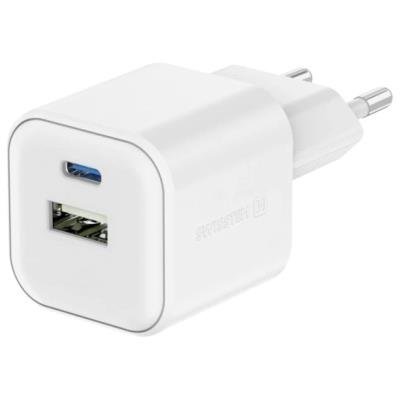 SWISSTEN GaN 1× USB-C PD 35W + 1× USB QC 27W bílý