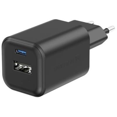 SWISSTEN GaN 1× USB-C PD 45W + 1× USB QC 18W černý