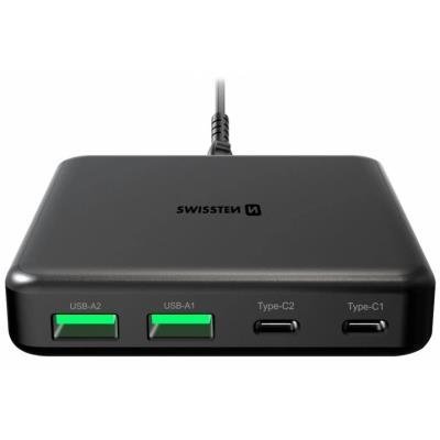 SWISSTEN Mini Desktop GaN 2× USB + 2× USB-C PD 65W