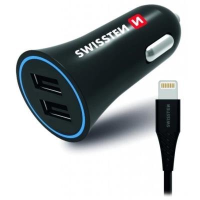 SWISSTEN napájecí adaptér 2× USB + Lightning kabel