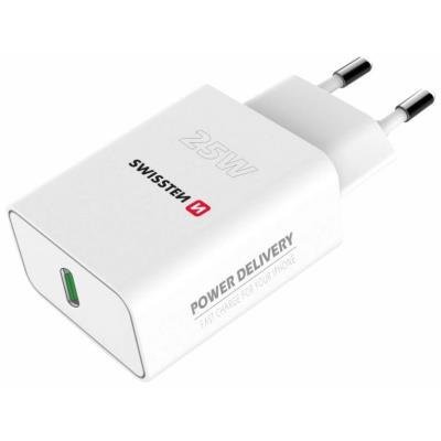 SWISSTEN 1× USB-C PD 25W pro iPhone a Samsung bílý