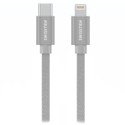 SWISSTEN TEXTILE USB-C na Lightning 2m stříbrný