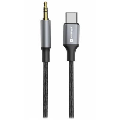 SWISSTEN TEXTILE USB-C na 3,5mm jack 1,5m černý