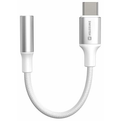 SWISSTEN TEXTILE USB-C na 3,5mm jack 15cm bílá