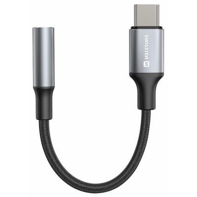 SWISSTEN TEXTILE USB-C na 3,5mm jack 15cm černá