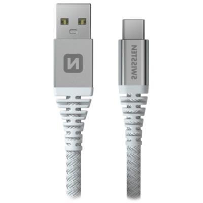 SWISSTEN KEVLAR USB na USB-C 1,5m bílý