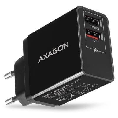 AXAGON síťová nabíječka 24W / ACU-QS24 / 2x USB-A / QC3.0/AFC/FCP + 5V-1.2A