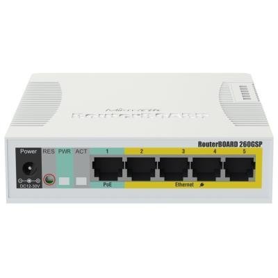 RouterBOARD RB260GSP 5x Gigabit PoE out Ethernet Smart Switch/ SFP cage/ SwOS