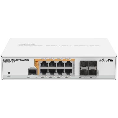 MikroTik Cloud Router Switch CRS112-8P-4S-IN, 8x GbE PoE+, 4xSFP, L5, 2x PSU (PoE budget 65 + 75 W)