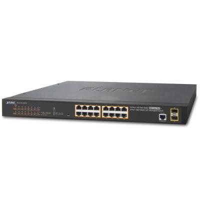 PLANET GS-4210-16P2S PoE switch L2/L4, 16x 1000Base-T, 2x SFP, Web/SNMPv3, VLAN,ext 10Mb/s, 802.3at-220W