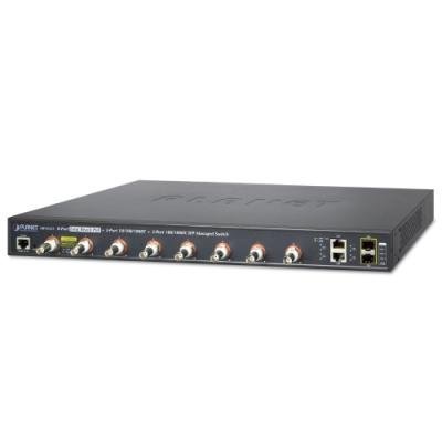 LRP-822CS, COAX PoE switch, 8x 100Base-TX, 2x SFP/TP, IEEE802.3at, Web/SNMPv3, IGMPv3, QoS, VLAN