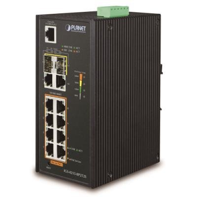 IGS-4215-8P2T2S Gigabit PoE switch 10x TP (8x PoE)+ 2x SFP, 802.3at 240W,IP30, -40 až 75°C, SNMP