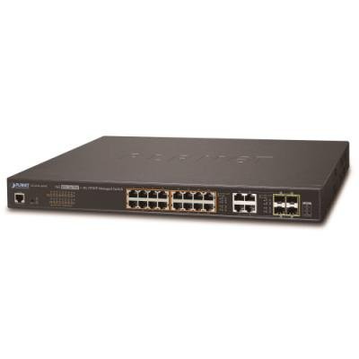 GS-4210-16P4C PoE switch L2/L4, 20(16 PoE)x 1000Base-T, 4x SFP, Web/SNMPv3, ext 10Mb/s, 802.3at-220W