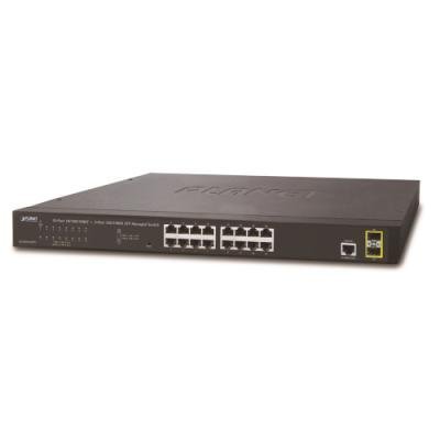 PLANET GS-4210-16T2S switch L2/L4, 16x 1000Base-T, 2x SFP, Web/SNMPv3, VLAN, QoS, IPv6, fanless