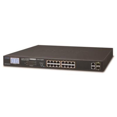 FGSW-1822VHP PoE switch, 16x100,2x1000-TP/SFP, LCD, VLAN, IEEE 802.3at<300W