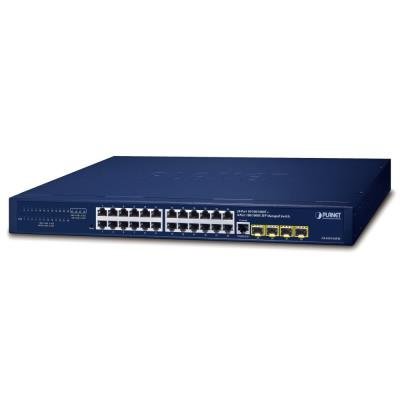PLANET GS-4210-24T4S switch L2/L4, 24x1Gb, 4xSFP, Web/SNMPv3 SSL/SSH, VLAN, QoS, fanless
