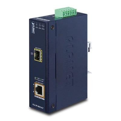 PLANET IGUP-1205AT PoE++ konvertor 802.3bt 95W, 1x 1000Base-T, 1x SFP 100/1000Base-X, dual power 12-48VDC, -40 až 75st.