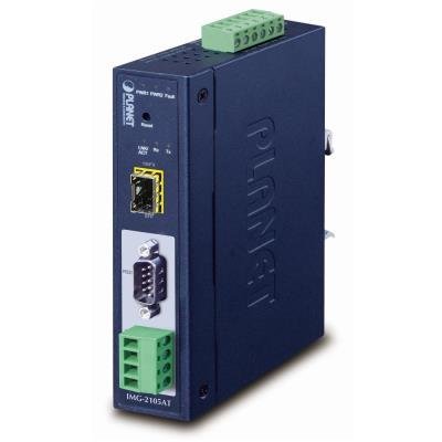 PLANET MODBUS průmyslová brána RS-232/422/485 na IP, 1x COM, 100Base-FX SFP, RTU/ACSII, -40až+75°C, 9-48VDC, IP30
