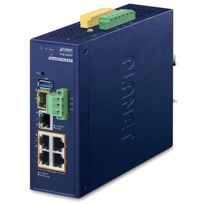 Planet IVR-300FP Enterprise router/FW VPN/VLAN/QoS/HA/AP kontr, 2xWAN(SD-WAN), 3xLAN,1xSFP,4xPoE, IP30,-40/75st,48-54VDC