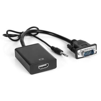 Konvertor VGA (M) na HDMI (F), s audio propojením (jack 3,5mm), napájení přes USB micro (B), do 1080p