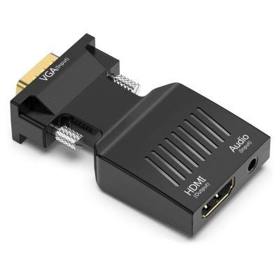 Adaptér VGA (M) na HDMI (F), do 1080p,  audio propojením (konektor 3.5mm, F)