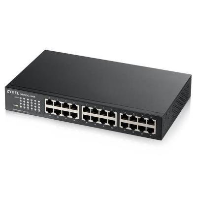 ZyXEL GS1100-24E, 24-port 10/100/1000Mbps Gigabit Ethernet switch v3, Fanless,  desktop