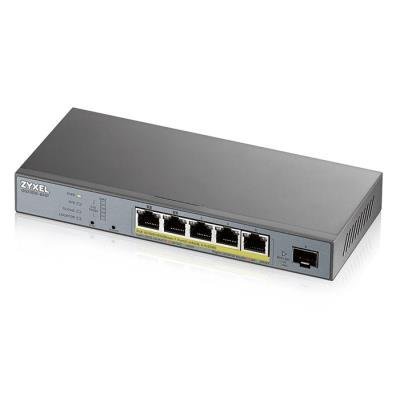 ZyXEL GS1350-6HP, 6 Port managed CCTV PoE switch, long range, 60W, 802.3BT (1 year NCC Pro pack license bundled)