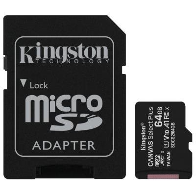 KINGSTON Canvas Select Plus 64GB microSD / UHS-I / CL10 / vč. SD adaptéru