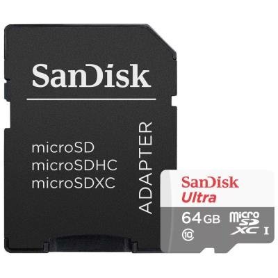 SanDisk Ultra 64GB microSDXC / CL10 UHS-I  / Rychlost až 100MB/s / vč. adaptéru