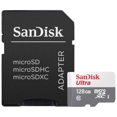 SanDisk Ultra 128GB microSDXC / CL10 UHS-I  / Rychlost až 100MB/s / vč. adaptéru