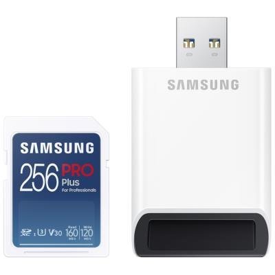SAMSUNG PRO Plus SDXC 256GB + USB Adapter / CL10 UHS-I U3 / V30
