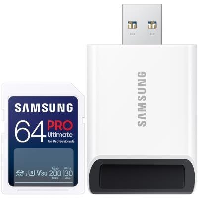 SAMSUNG PRO Ultimate SDXC 64GB + USB Adapter / CL10 USH-I U3 / V30
