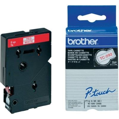 BROTHER laminovaná páska TC-292 / bílá-červená / 9mm