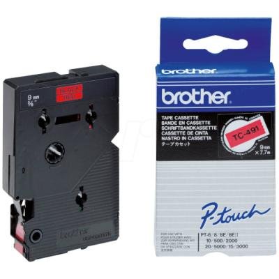 Páska Brother TC-491 červená-černá 9mm